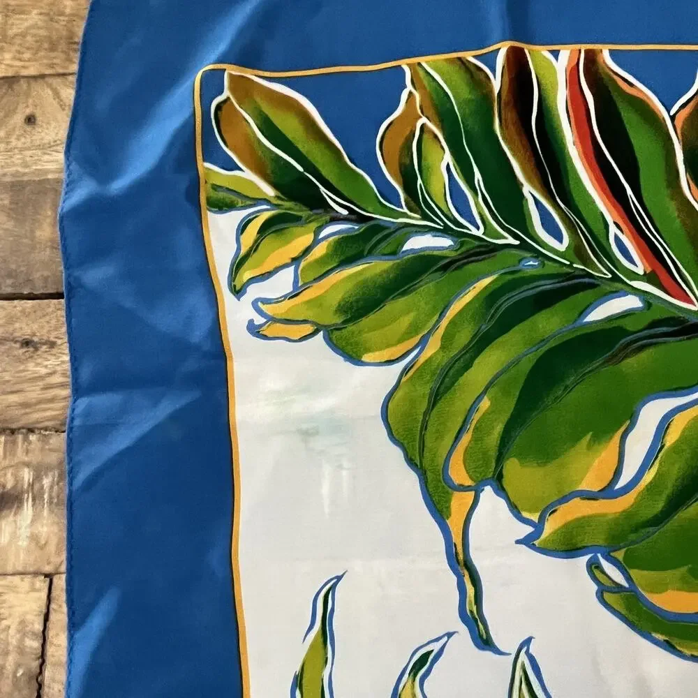 Anne Klein Decorative Silk Scarf 30 in x 30 in Vibrant Tropical Leaves